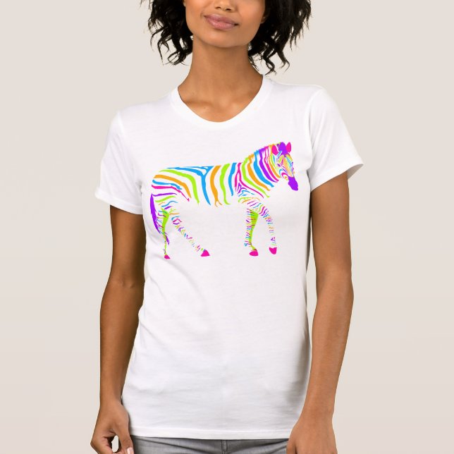 Refrigere o t-shirt das listras da zebra do pop (Frente)