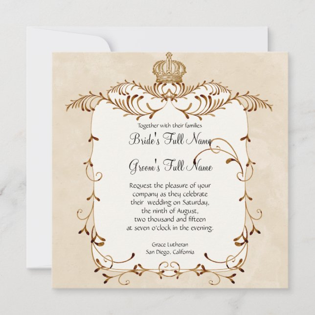 Regal Egrets, Swirls & Damask - Convite De Casamen (Frente)