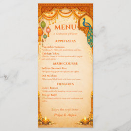 Regal Indian Wedding Menu Card | Gold & Saffron