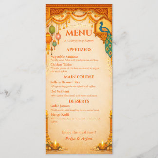 Regal Indian Wedding Menu Card | Gold & Saffron