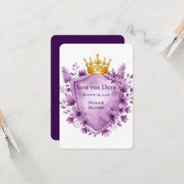 Regal Purple Floral Crest Casamento Salvar Data