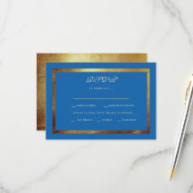 Regal Royal Blue & Dourado Casamento Étnico RSVP