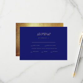 Regal Royal Blue & Dourado Casamento Étnico RSVP