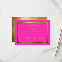 Regal Royal Pink e Dourada RSVP de Casamento Étnic