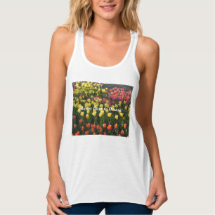 Regata Ajustado fino floral superior (branco) sempre ousa