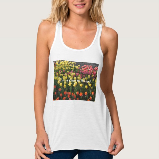 Regata Ajustado fino floral superior (branco) sempre ousa (Frente)