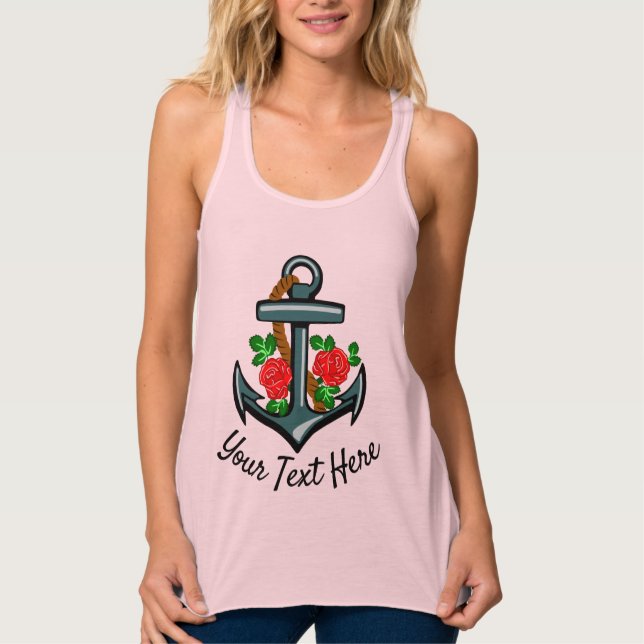 Regata Anchor e Rosa Tatuagem com seu texto (Frente)