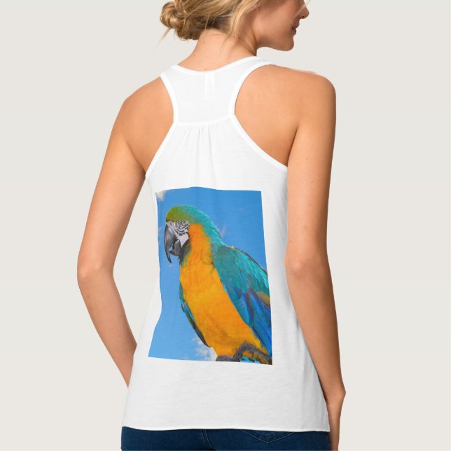 Regata Arara-macau azul e amarela (Verso)