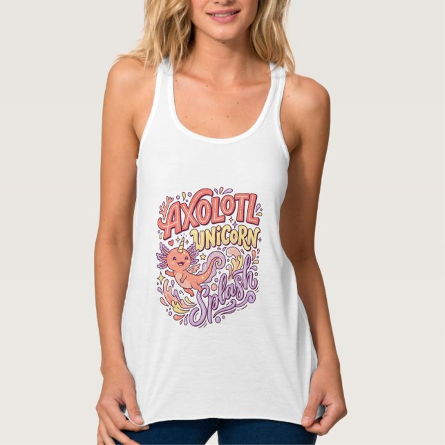 Regata Axolote Unicórnio Splash Caprichoso Branco Bac (Frente)