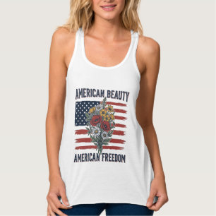 Regata Bandeira Floral da Liberdade da Beleza Americana