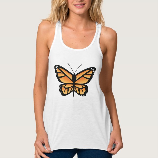 Regata Bela Ilustração da Borboleta Laranja Monarca (Frente)