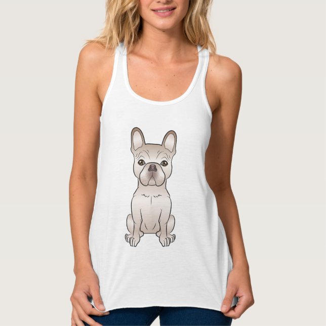 Regata Bulldogue Francês Cartoon Cream / Frenchie Sentado (Frente)