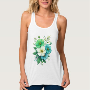 Regata Buquê de Flores Brancas Azuis-57453
