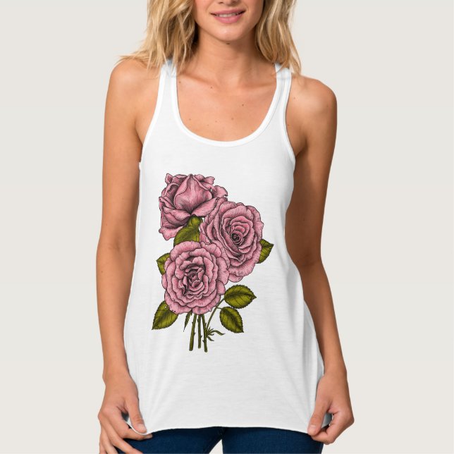Regata Buquê de saia-roseira rosa (Frente)