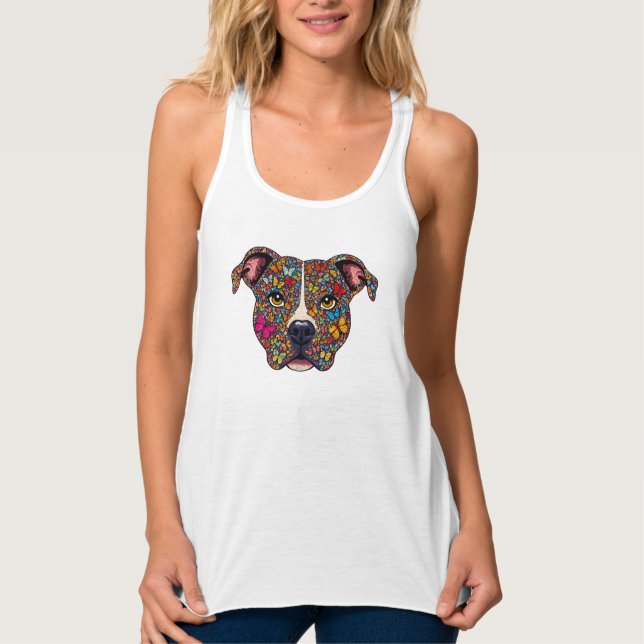 Regata Butterfly Kaleidoscope Pitbull Portrait -Bully Mom (Frente)
