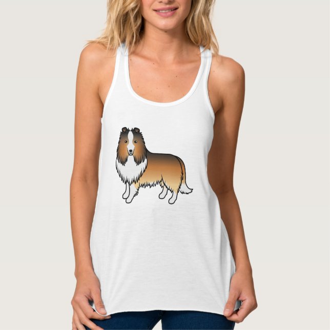 Regata Cachorro de desenho animado Sable Shetland Sheepdo (Frente)