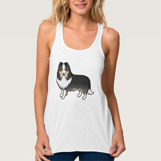 Regata Cachorro de desenho animado Sheltie Shetland Sheep (Frente)