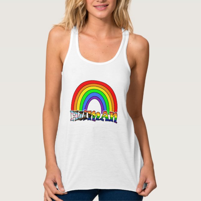 Regata Camisa-T do Rainbow Human LGBTQ+ (Frente)
