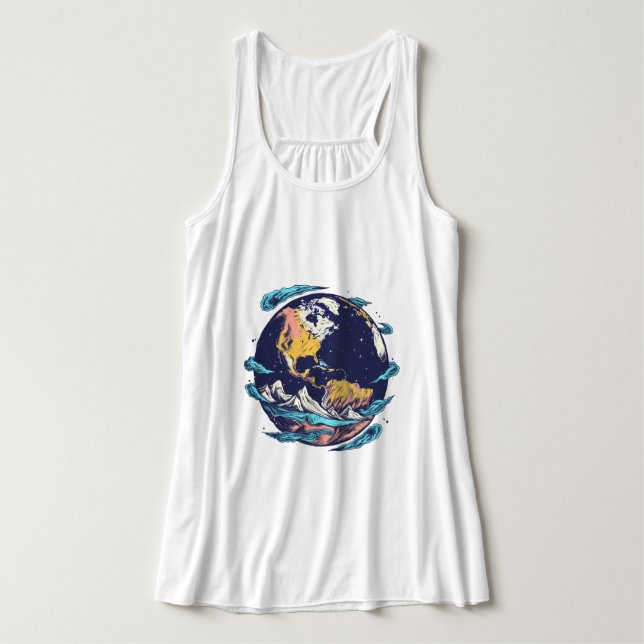 Regata Camisa-T Gráfica Terrestre e Oceânica (Frente do Design)