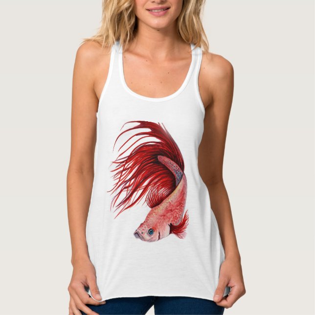 Regata Camisola de alças vermelha do Betta Flowy (Frente)