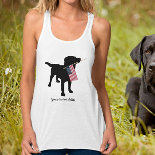 Regata Cão preto do laboratório com a bandeira american