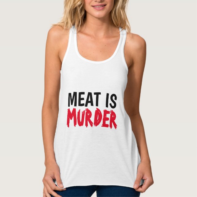 Regata CARNE É T-shirts DE ASSASSINATO, Vegan Vegetariano (Frente)