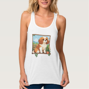 Regata Cavalier King Charles Pastel com flores