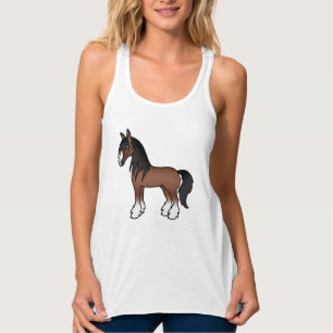 Regata Cavalo de Cartoon Castanho Vanner Clydesdale Shire