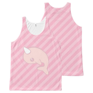 Regata Com Estampa Completa Kawaii Narwhal cor-de-rosa com listras cor-de-rosa