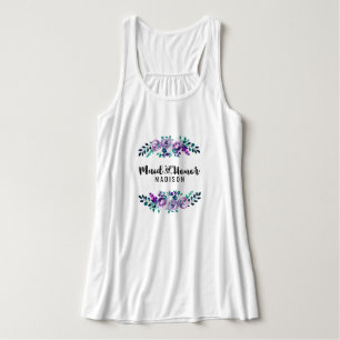 Regata Coroa Floral Verde-Menta e Roxa Dama de Honra Casa