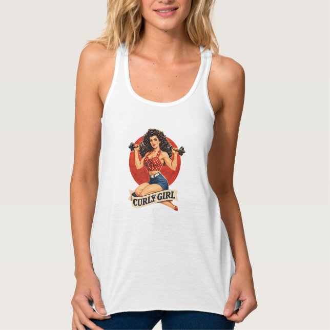 Regata Curly Girl Hair Goals -Retro Gym Pin-up Activewear (Frente)