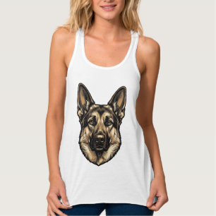 Regata Desenho Vetorial de Cão Pastor com Gravura Antiga_