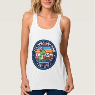 Regata Dinossauro Patriótico Kawaii Totalmente Americano