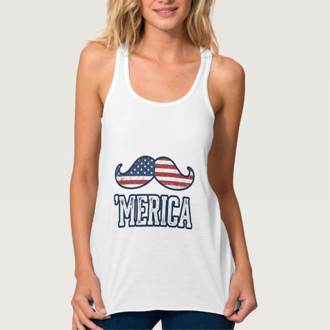 Regata Distressed America Mustache Patriotic Vector Desig (Frente)