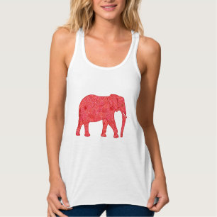 Regata Elefante de flor - vermelho profundo e coral