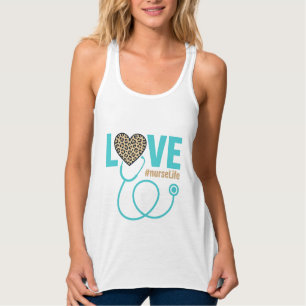 Regata Estetoscópio de Leopardo de Amor de Enfermeira Des