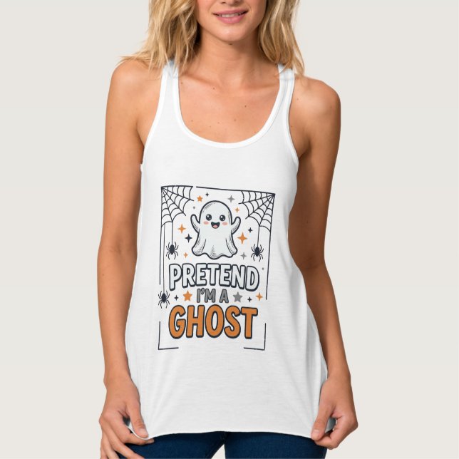 Regata Fingir Que Sou um Fantasma Halloween Fofo (Frente)