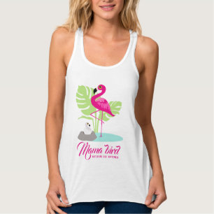 Regata flamingo mama chocando pássaro devido a t-shirt pe