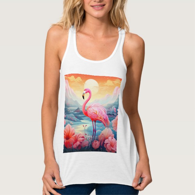 Regata Flamingo Tropical com Flores (Frente)