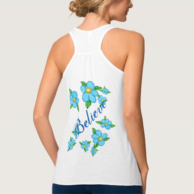Regata Floral de Verão Fluido para Mulheres (Verso)