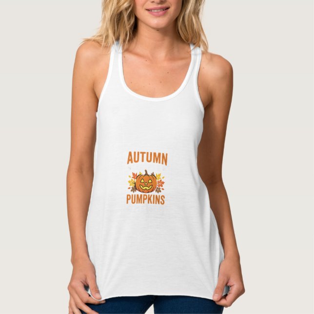 Regata Folhas de Outono Abóbora Desenho de Halloween (Frente)