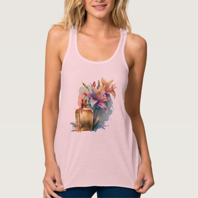 Regata Garrafa de perfumes Lírios Dusty Rosa Mulher (Frente)