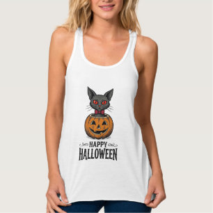 Regata Gato de Halloween Abóbora Fofo Vintage Assustador_