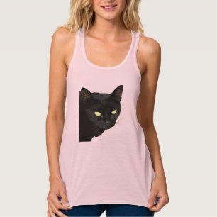 Regata Gato Preto Com Belos Olhos Amarelos Arte Vetorial