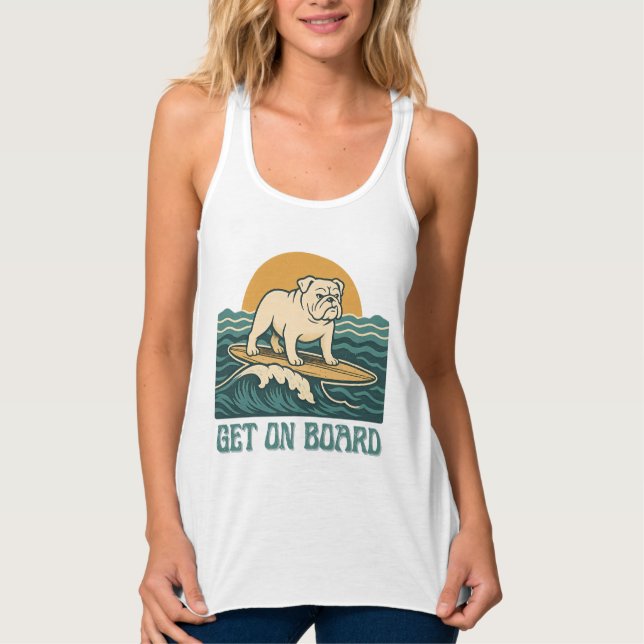 Regata Get On Board Surfer Dog Retro Bulldog Surf Graphic (Frente)