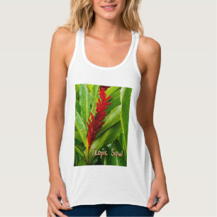 Regata Glistening Red Ginger Flower and Rain-Kissed Leave
