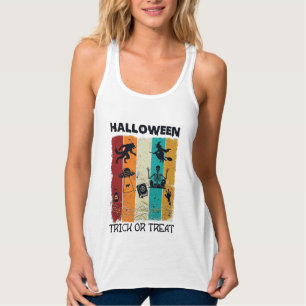 Regata Halloween Doces ou Travessuras Lobisomem Bruxa Esq