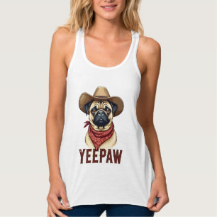 Regata Ilustração de cachorro ocidental YeePaw Pug Cowboy