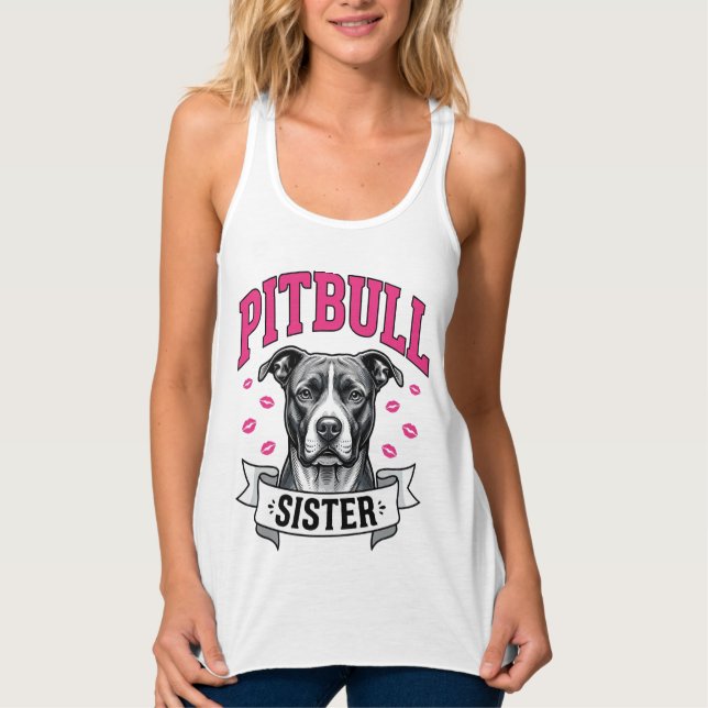 Regata Irmã Pitbull Design Vetorial de Amante de Cachorro (Frente)