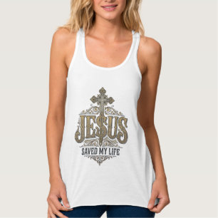 Regata Jesus Salvou Minha Vida Estampa Vintage Cristã Sh